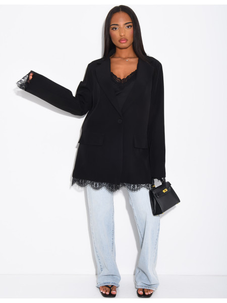 Blazer à bordures dentelle