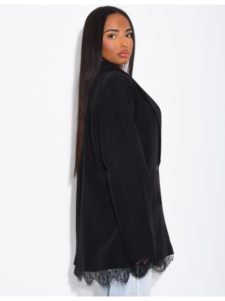 Blazer à bordures dentelle
