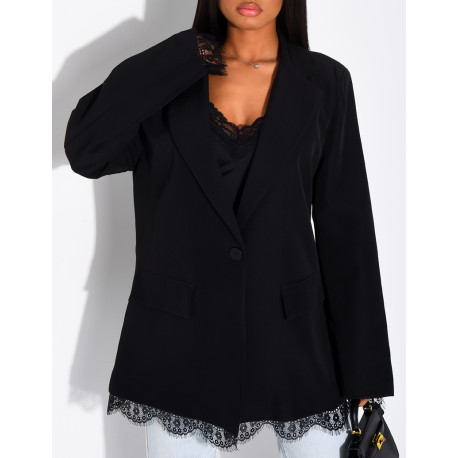 Blazer à bordures dentelle