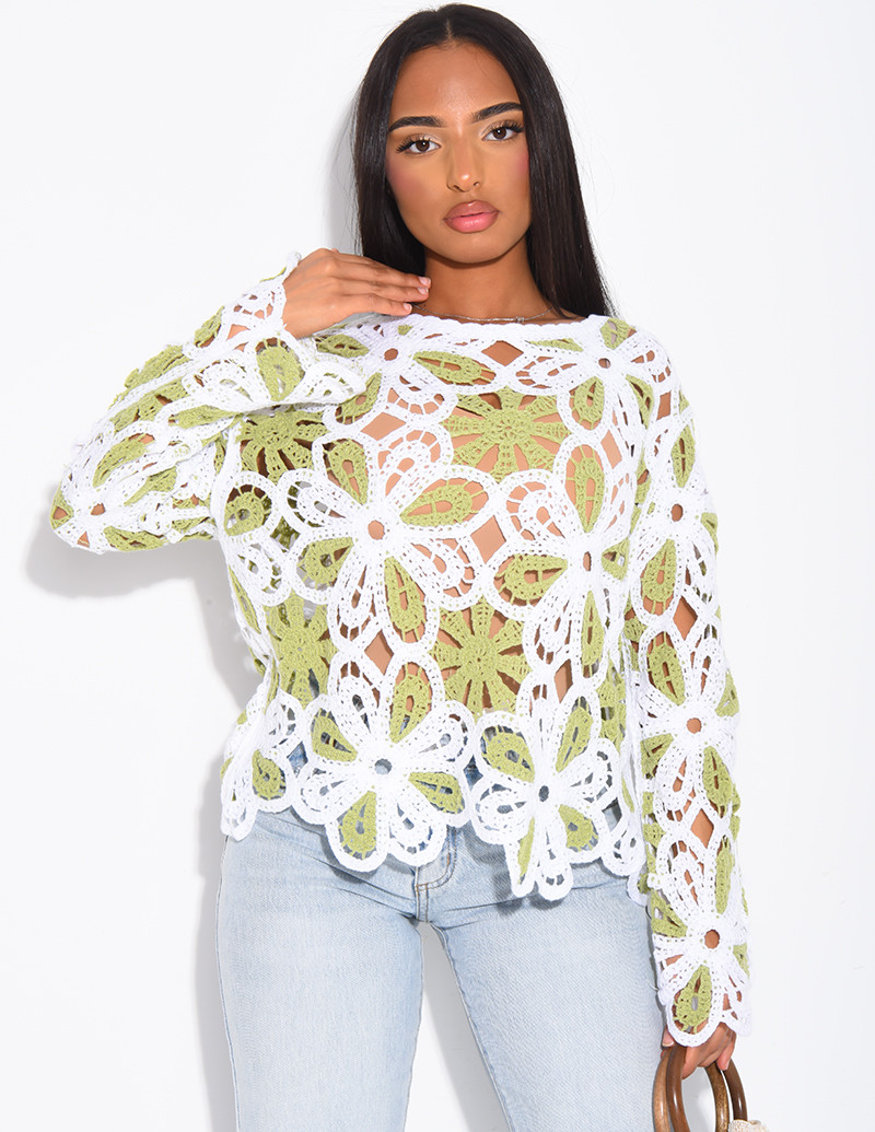 Top crochet ample à motifs...