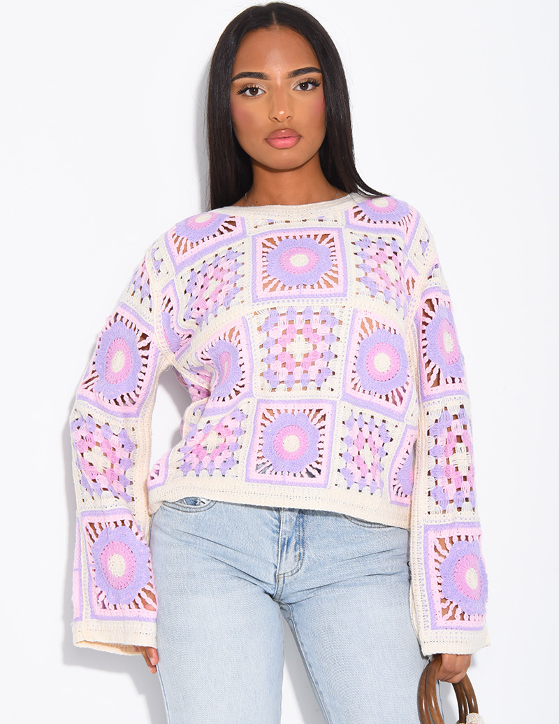 Top crochet ample à motifs...