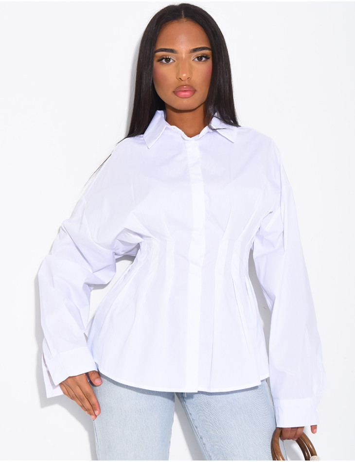 Chemise unie cintrée à la taille