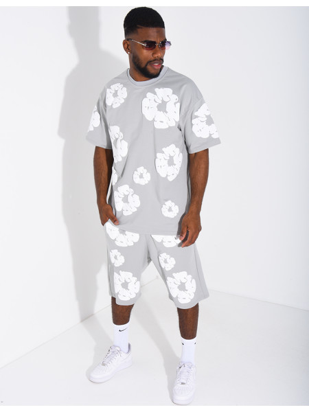 Ensemble short et t-shirt à fleurs