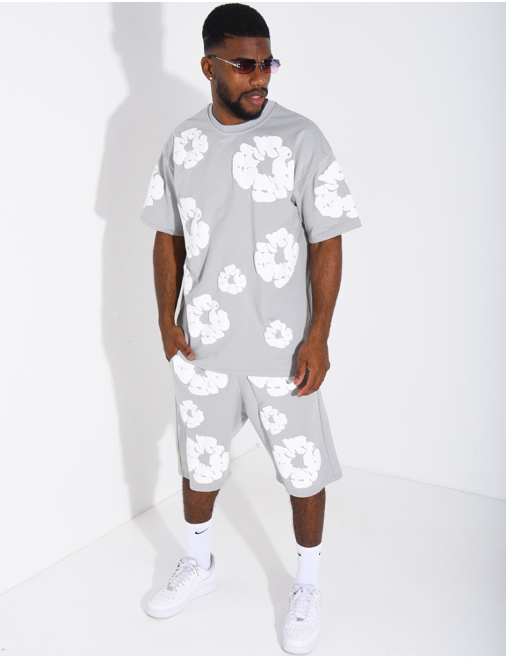 Ensemble short et t-shirt à fleurs
