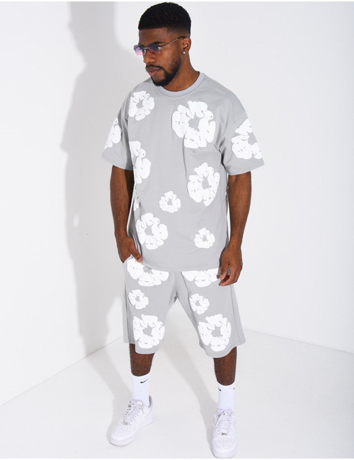 Ensemble short et t-shirt à fleurs