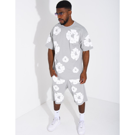 Ensemble short et t-shirt à fleurs