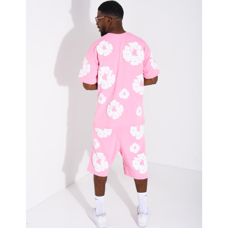 Ensemble short et t-shirt à fleurs