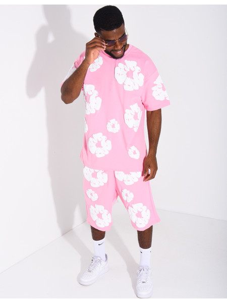 Ensemble short et t-shirt à fleurs