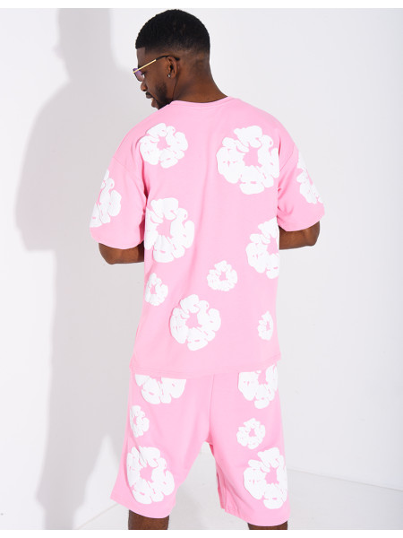 Ensemble short et t-shirt à fleurs