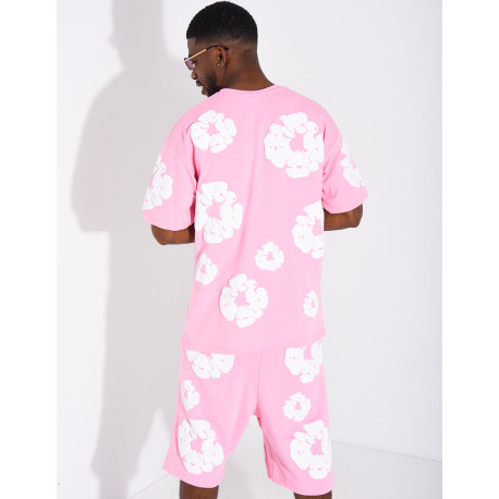 Ensemble short et t-shirt à fleurs