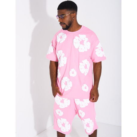 Ensemble short et t-shirt à fleurs