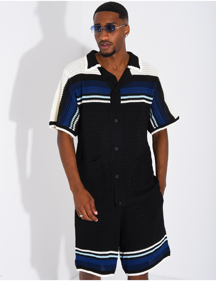 Ensemble ajouré short et chemise
