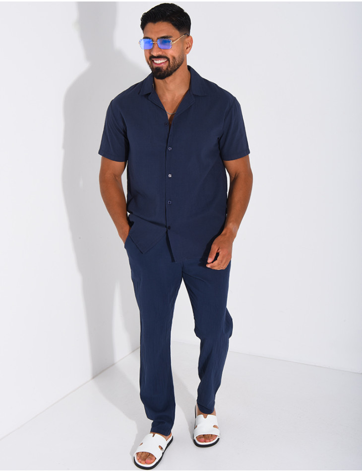 Ensemble pantalon et chemise 100% coton