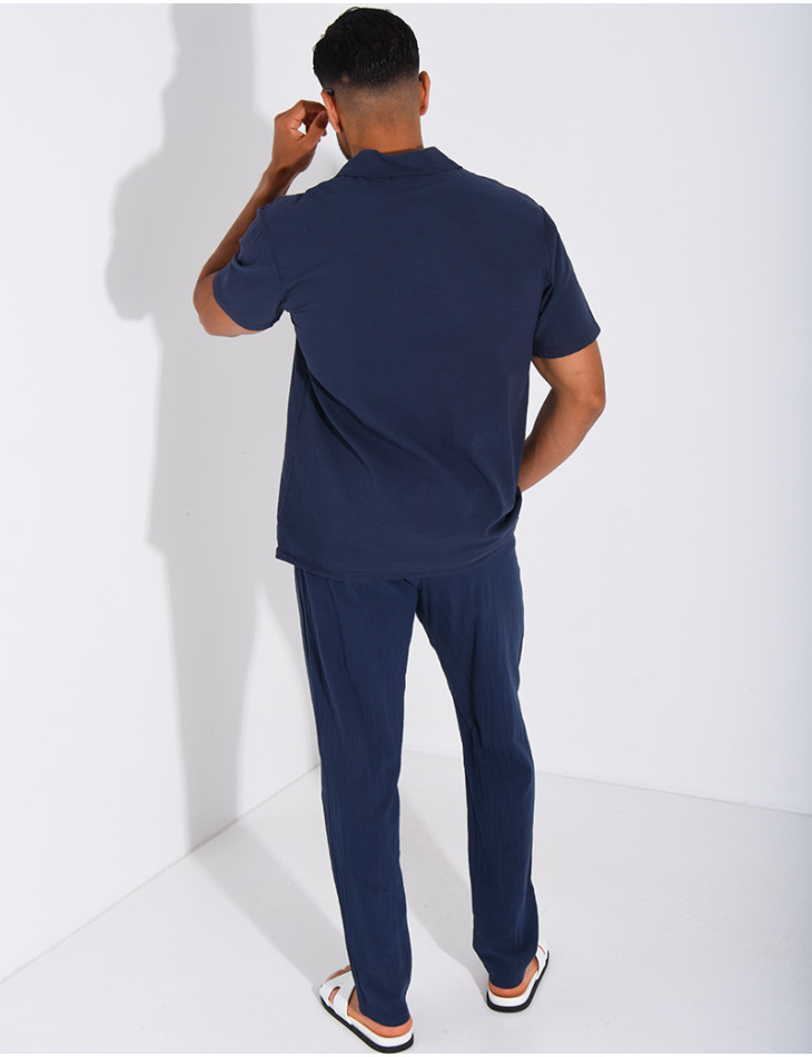 Ensemble pantalon et chemise 100% coton