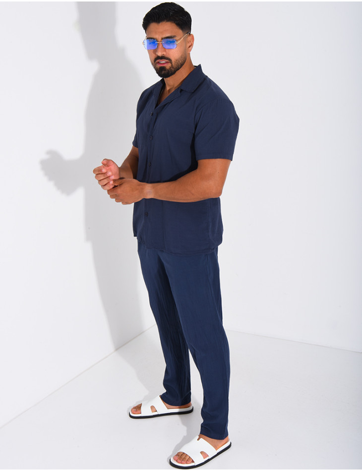 Ensemble pantalon et chemise 100% coton