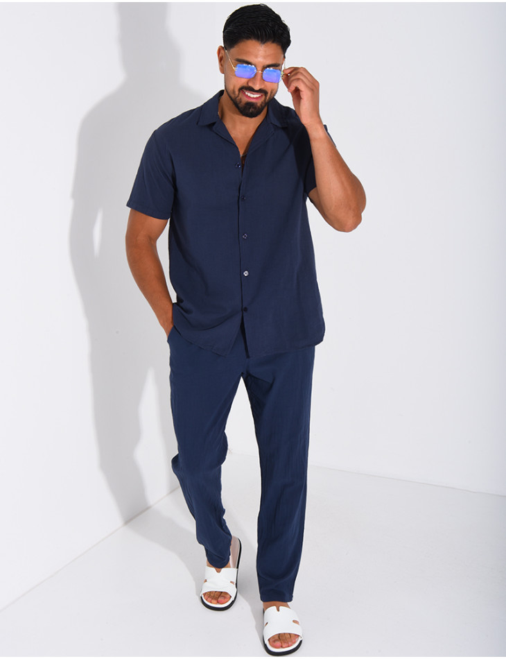 Ensemble pantalon et chemise 100% coton