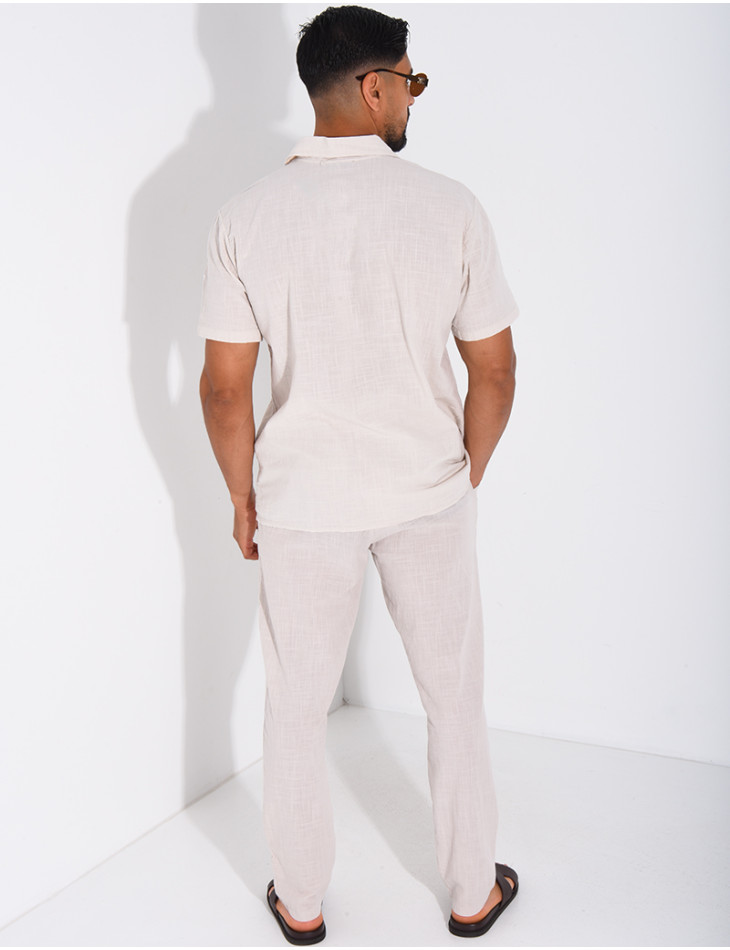 Ensemble pantalon et chemise 100% coton