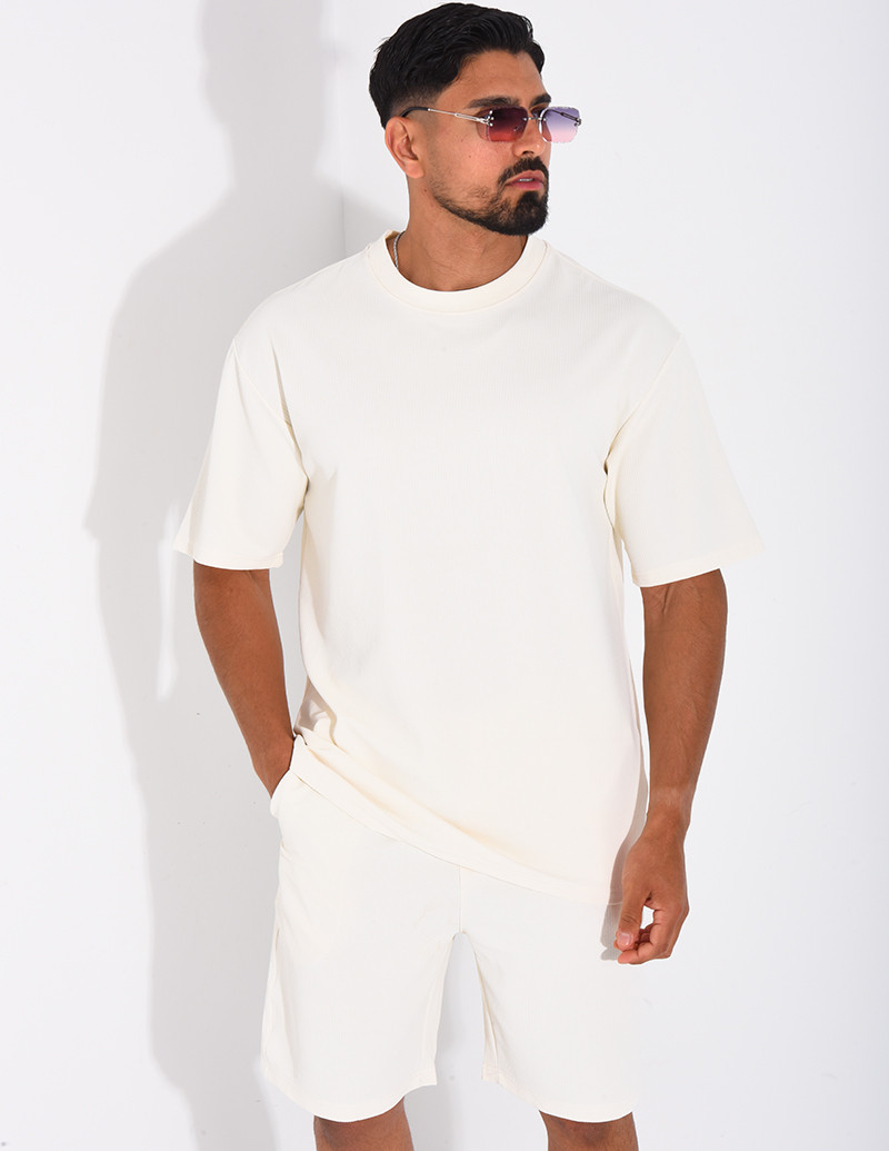 Ensemble texturé short et...
