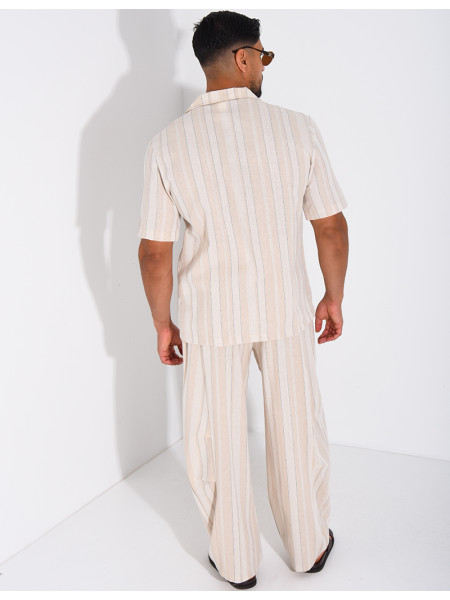Ensemble en lin à rayures pantalon et chemise