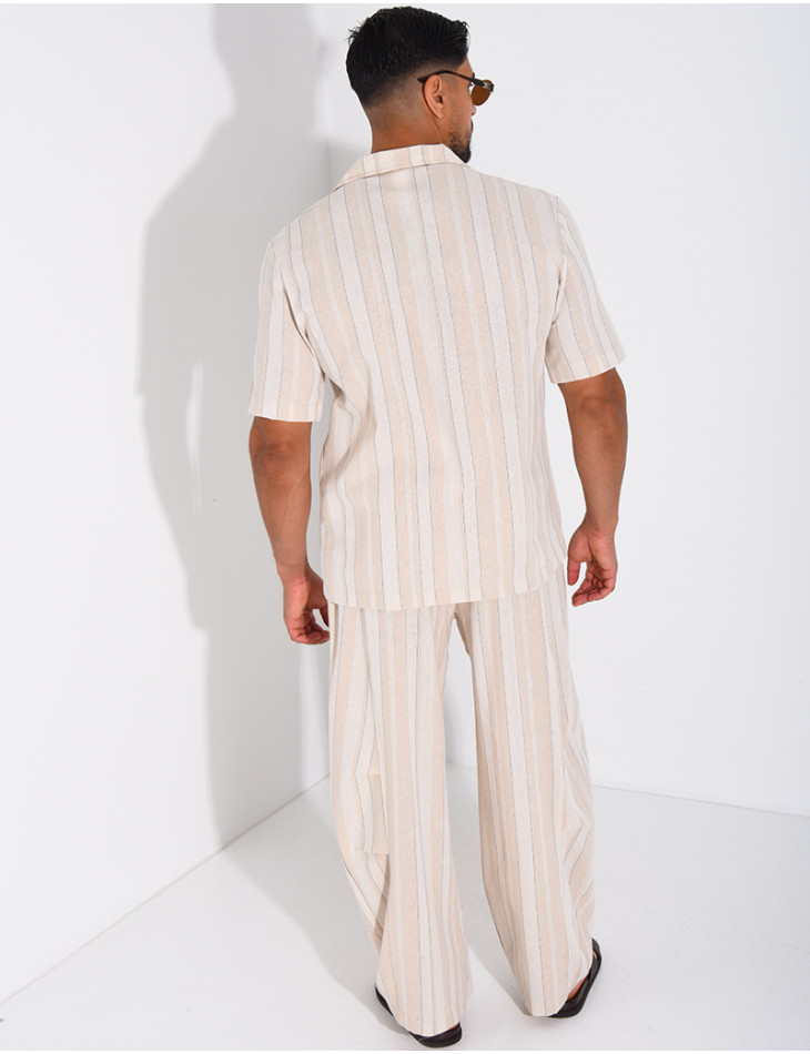 Ensemble en lin à rayures pantalon et chemise
