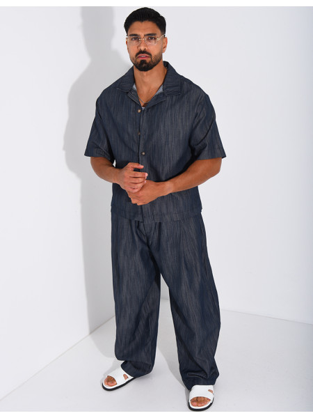 Ensemble pantalon et chemise effet jeans