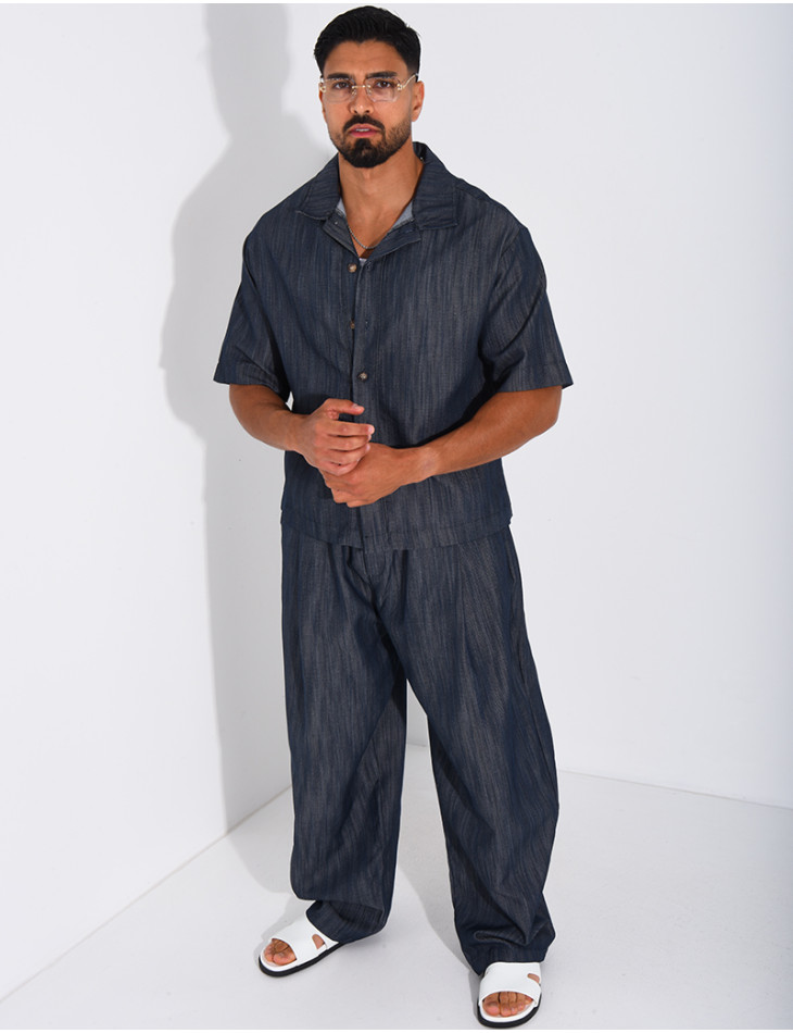 Ensemble pantalon et chemise effet jeans