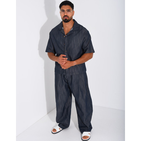 Ensemble pantalon et chemise effet jeans