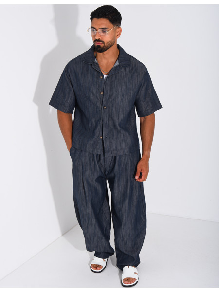 Ensemble pantalon et chemise effet jeans
