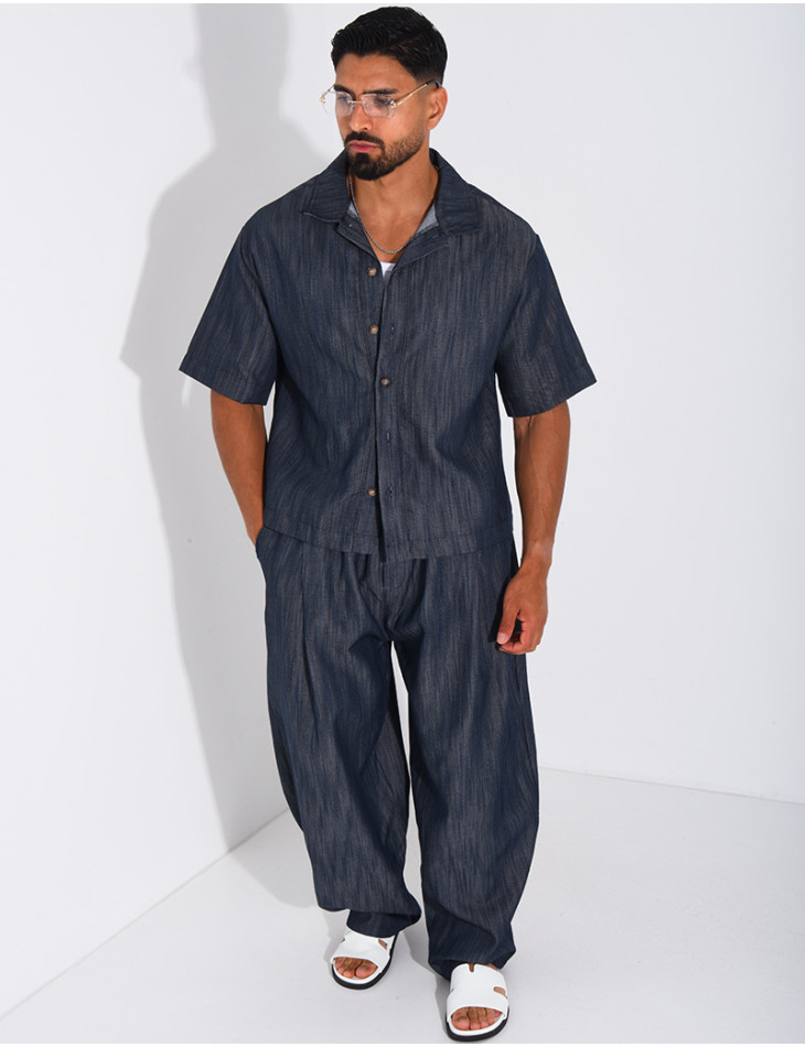 Ensemble pantalon et chemise effet jeans
