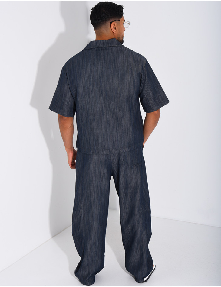 Ensemble pantalon et chemise effet jeans