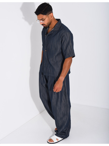 Ensemble pantalon et chemise effet jeans
