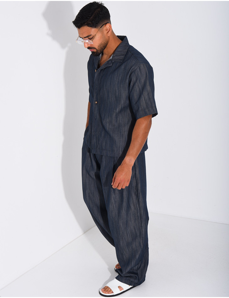 Ensemble pantalon et chemise effet jeans