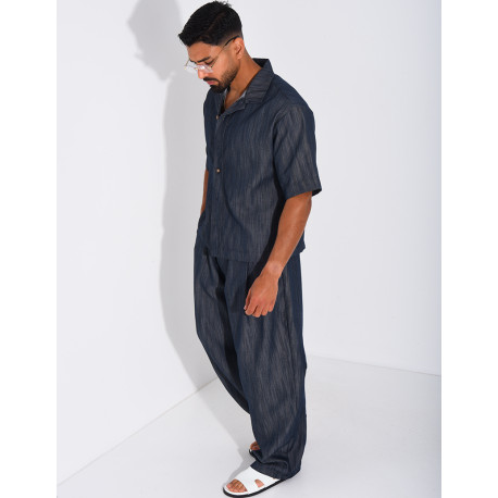 Ensemble pantalon et chemise effet jeans
