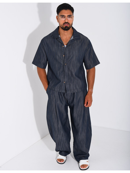 Ensemble pantalon et chemise effet jeans