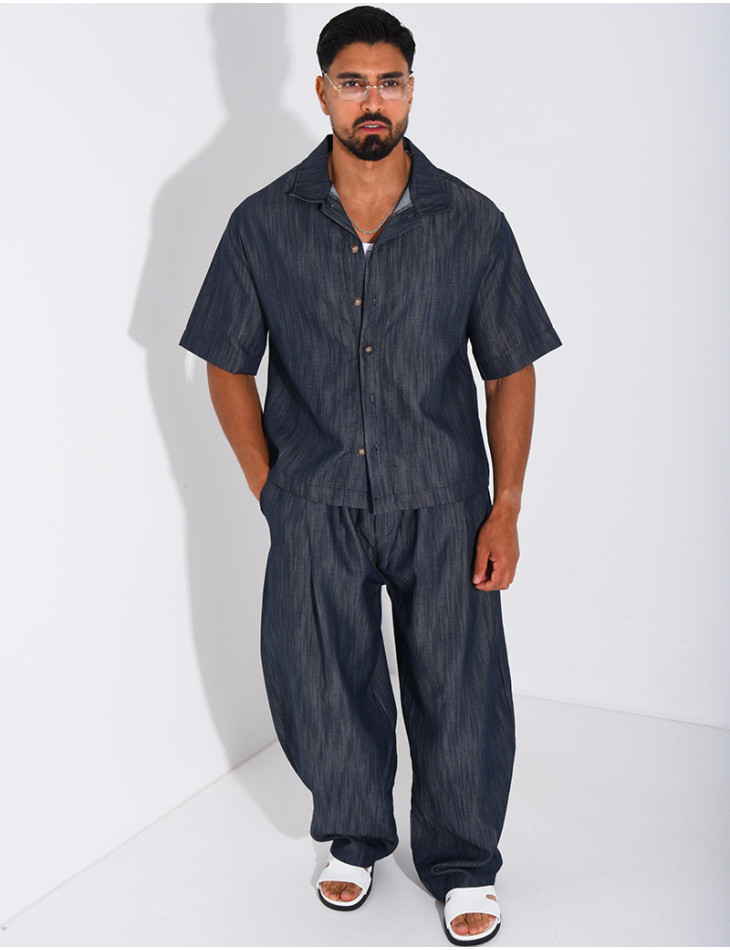 Ensemble pantalon et chemise effet jeans