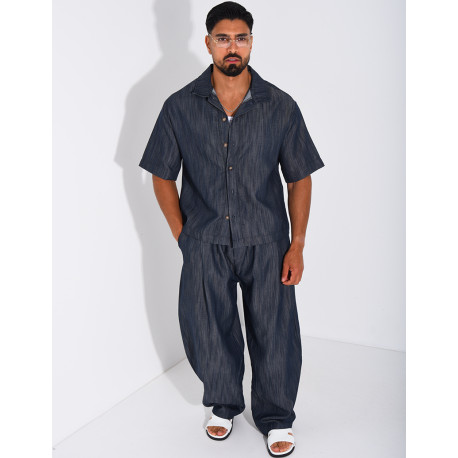 Ensemble pantalon et chemise effet jeans