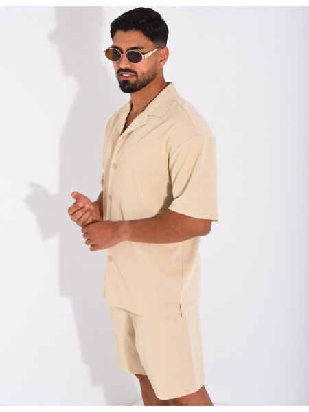 Ensemble short et chemise en nid d'abeille
