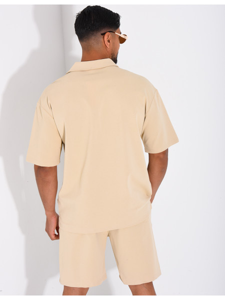 Ensemble short et chemise en nid d'abeille