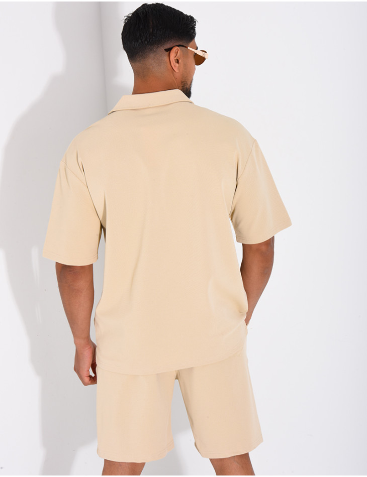 Ensemble short et chemise en nid d'abeille