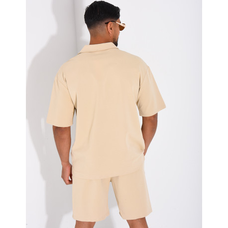 Ensemble short et chemise en nid d'abeille