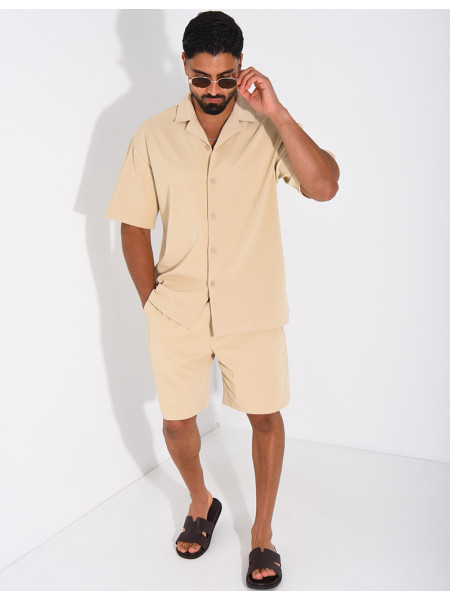 Ensemble short et chemise en nid d'abeille
