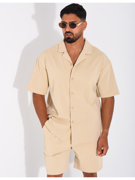 Ensemble short et chemise en nid d'abeille
