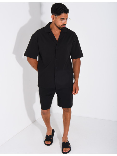 Ensemble short et chemise en nid d'abeille