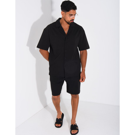 Ensemble short et chemise en nid d'abeille