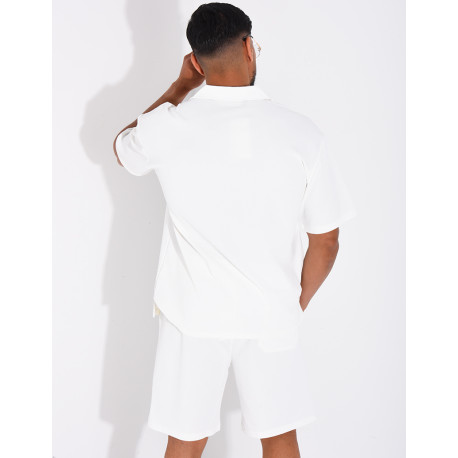Ensemble short et chemise en nid d'abeille