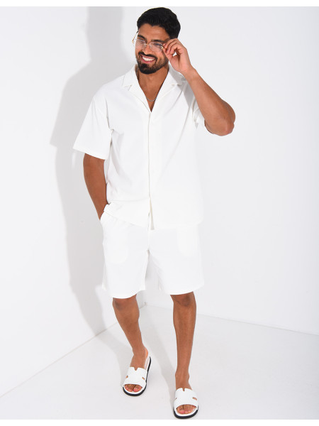 Ensemble short et chemise en nid d'abeille