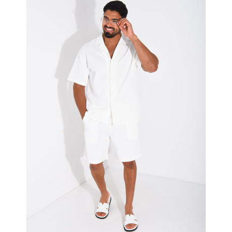Ensemble short et chemise en nid d'abeille