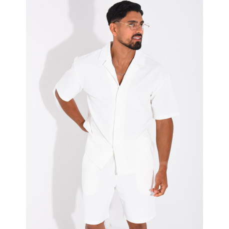 Ensemble short et chemise en nid d'abeille