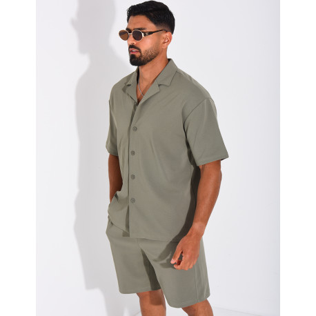 Ensemble short et chemise en nid d'abeille