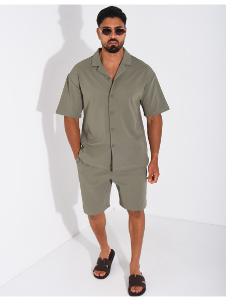 Ensemble short et chemise en nid d'abeille